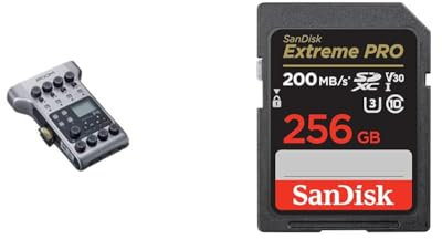Zoom P4 PodTrak - Podcasting Mixer and Interface & SanDisk 256GB Extreme PRO SDXC card + RescuePRO Deluxe, up to 200MB/s, UHS-I, Class 10, U3, V30
