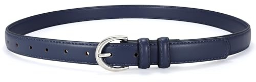 VONMELLI Women's Leather Belt For Jeans Dresses Adjustable Vintage Waist Belts For Women Fashion Leather Belt Classic Ladies Belts With Single Prong Buckle Blue M