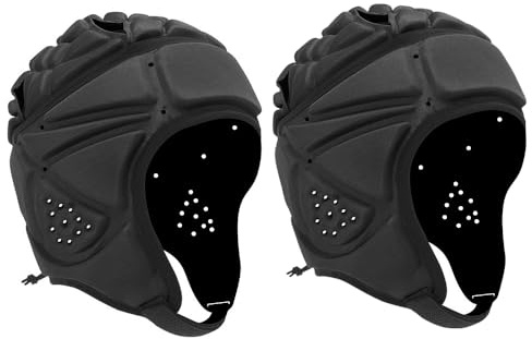 2 Pack Flag Football Helmet for Youth, Adjustable Rugby Headguards, Lightweight Soft Shell Helmet for Soccer, EVA Soft Padded Headgear, Guardian Caps Football, Breathable Scrum Cap(Black)