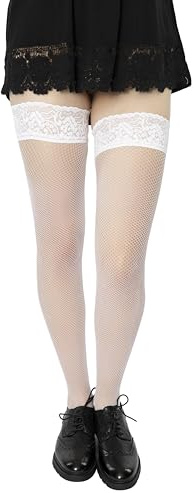 MANA MANA fisknätsstrumpor - bekväma och fashionabla damstrumpor | trendiga upphängningar för varje tillfälle | många färger för varje outfit | perfekt för varje kvinna, vit, Medium-Large