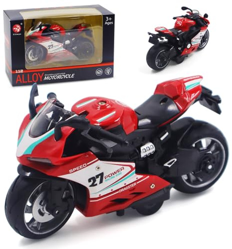 FCXVXCL Moto Giocattolo Motorcycle Model Toy Pull Back Innovative Simulation Alloy Motorcycle Model Simulazione Moto Giocattolo Educativi Per Bambini Red