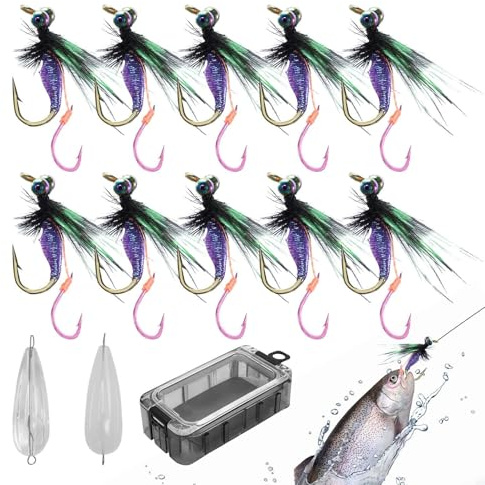 Leurres De Pêche À La Mouche - Set De Leurres Pour Poisson-Chat Et Crapet,Attractant À Double Hameçon 10 Pièces Appâts Pour Eau Douce Eau Salée Hommes Camping Aventures Extérieures Père