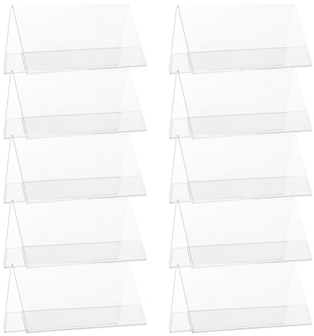 Alasum Soportes para Tarjetas de Nombre de Mesa V en Forma de V, Doble Cara Resistentes Deformación, 10 Piezas de Pet para Conferencias y Reuniones