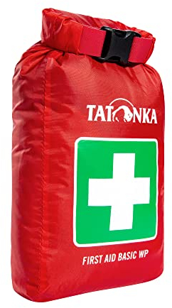 Tatonka First Aid Basic Waterproof - Wasserdichtes Erste Hilfe Set mit Inhalt - U. a. mit Rettungsdecke, Checkliste und Spickzettel für die Erstversorgung - Für Outdoor, Wandern etc. - rot