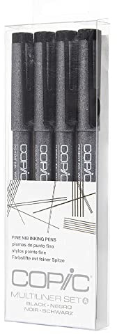 Copic Multiliner, feine Spitze, A4, Set, Schwarz