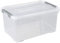 CURVER Aufbewahrungsbox Handy Plus mit Deckel 50L in transparent/Silber, Kunststoff, 60 x 40 x 29 cm