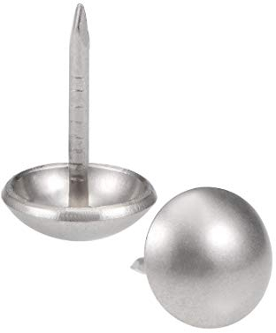 sourcing map Tapicería Clavos Tachuelas 11mm Redondo Cabeza 17mm Longitud Pulgar Empuje Pasadores Plata Tono para Muebles Sofá Cabeceros, 50 Piezas