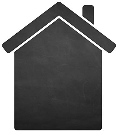 001 Haus - selbstklebende schwarze Tafelfolie/Kreidefolie inkl. 3 Stück Kreide - Größe: 800 x 900 mm - Kinderzimmer Wanddeko