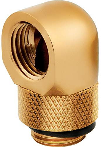 Corsair Hydro X Series Adattatore Rotante a 90 gradi, Confezione Doppia (Filettatura G1/4 BSPP, Durata in Ottone Massiccio, Meccanismo di Rotazione Sicuro, Ottimizzato Per Portate Elevate) Oro