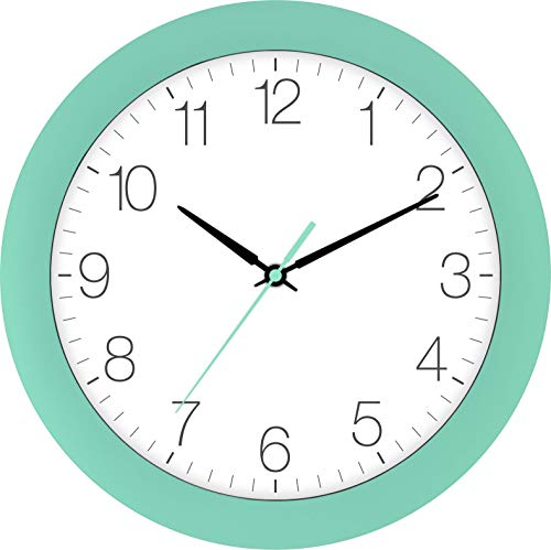 Eurotime 52800-04-1 - Reloj de pared (30 cm, carcasa de plástico, cristal auténtico, cambio automático de hora y hora de verano e invierno, esfera clara)