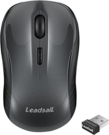 LeadsaiL Ratón inalámbrico, silencioso, 2,4 G, USB, Mini ratón óptico ambidiestro, 1600 dpi con 3 Niveles Ajustables para Windows 10/8/7/XP/Mac/MacBook Pro/Air/HP/Lenovo
