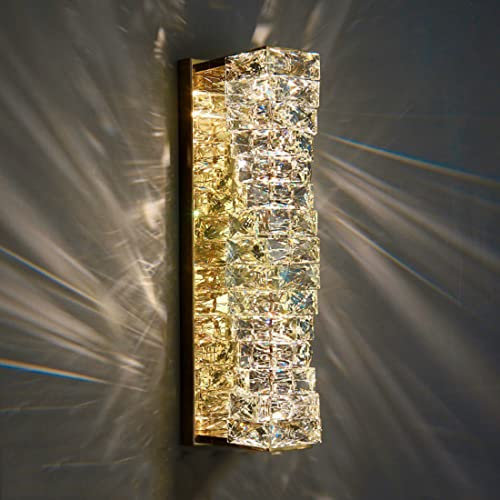 Lampade da Parete in Cristallo Lampade da Parete in Cristallo a LED per Interni Dorate Illuminazione Moderna ed Elegante per Montaggio a Parete per Camera da Letto Soggiorno Sala da Bagno Sconce Hall