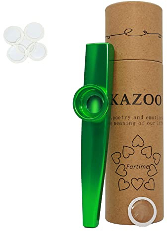 Fartime Green Exquisite Aluminum Alloy Kazoo With 5 Kazoo Flute Diaphragms And A Beautiful Gift Box-Musical Instruments.(green)…