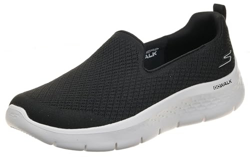 Skechers GO Walk Flex Ocean Sunset, GEHEN SIE Spaziergang Flex Meer Sonnenuntergang, Black Textile/White Trim,
