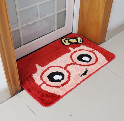 Badezimmermatte Rotes Mädchen Gelb Bath Mat Mikrofaser Badezimmerteppich rutschfest Badematte Schnelltrocknend Duschvorleger rutschfest Waschbar Badteppich Verdicken Bad Teppich Badmatte 50x80cm