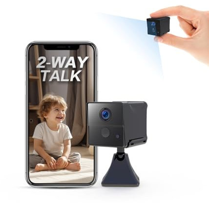 AOBOCAM Mini Telecamera Wifi, 150 Giorni di Standby Mini Telecamera 4K HD/Conversazione Bidirezionale/Rilevamento del Movimento AI Telecamera Wireless Wi-Fi Interno (black 1)