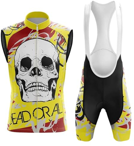 Maillot Ciclismo Hombre Conjunto Ciclista Verano Ropa Bici MTB Sin Mangas,Traje Bicicleta Chaleco Ciclo y Culotte Tirantes con 19D Gel Acolchado,Completa Jerseys Transpirable Secado Rápido(B14,XXL)