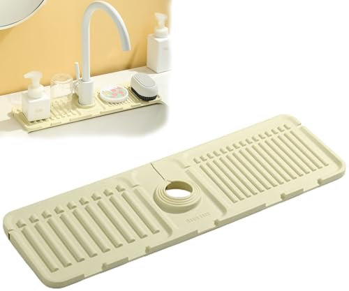NAUXIU Tap Mat for Kitchen Sink,Cubre Fregadero Cocina,Alfombrillas para Fregadero,Alfombrilla De Silicona para Grifo, Almohadilla De Secado De Agua para Cocina,Alfombrilla para Salpicaduras De Grif