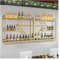 MYJASZZV Weinregal, an der Wand montiertes, LED-beleuchtetes 3-stufiges Spirituosenregal, hängendes Kelchdisplay, Aufbewahrungsbarschrank mit Glashalter, Barregal für Restaurants