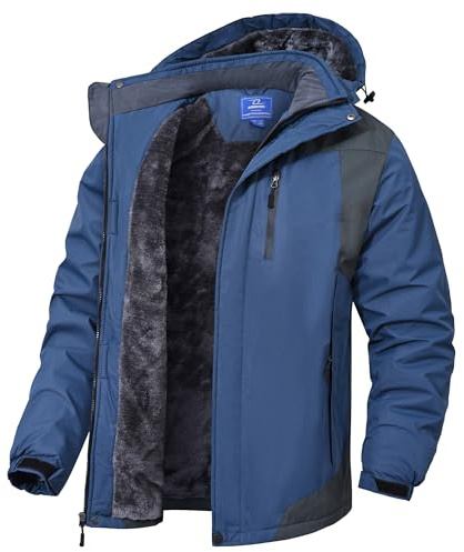 Zoofly Homme Veste Ski Manteau Imperméable D'Hiver Manteau Homme Hiver Extérieur Chaud Polaire Capuch Blouson Bleu M