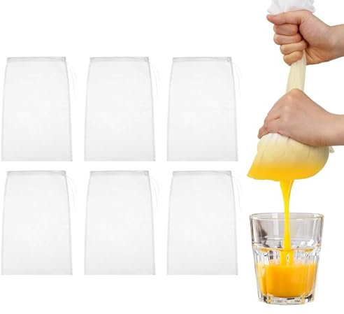 6 Pcs Cheese Cloth Cheesecloth for Straining Muslin Cloths for Straining Strainer Bag,for Nut Milk, Soy Milk, Grape Juice, Jelly, Fried Food Filter