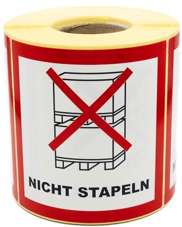 MD Labels varningsetiketter på rulle 100 x 100 mm – 500 – inte tappa! Paketklistermärken för försändelser fraktetiketter – neonklarröd – paketklistermärke