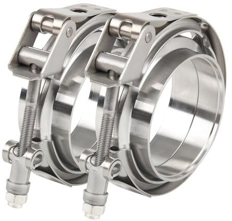 DOCAS 2 st Ø 76,2 mm (3,0 tum) snabbkoppling V-bandklämma + fläns komplett rostfritt stål extra turboslang, rostfritt stål V-band klämma set turbo avgassystem