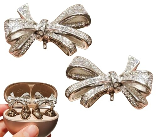 ETUCYNG Accessori Gioiello per Auricolari a Clip,Decorazione Per Cuffie A Clip Con Cristalli Strass A Forma Di Fiocco | Accessori Decorativi Senza Auricolari Per Donne E Ragazze