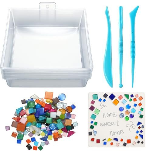 LOYIM 24 Pcs Stepping Stone Mold DIY Craft Kit for Garden, Square, 10 Inch