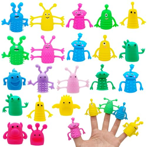 QYJMLH Monster Finger,20PCS Fingerpuppen für aus Gummi,Fingermonster Taschenfüller Rollenspiel- Partyartikel,Geeignet für Halloween, Cosplay-Party, Osterparty, Zufällige Farbe-Ausdehnbar