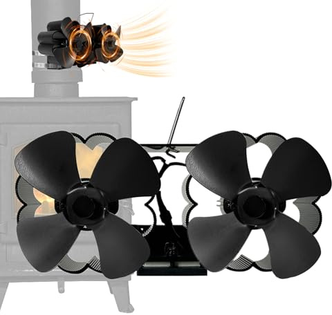 Generico Ventilatore per stufa a legna alimentato calore,Ventilatore calore Potente ventola pellet, attivata dal termico bruciatore legn