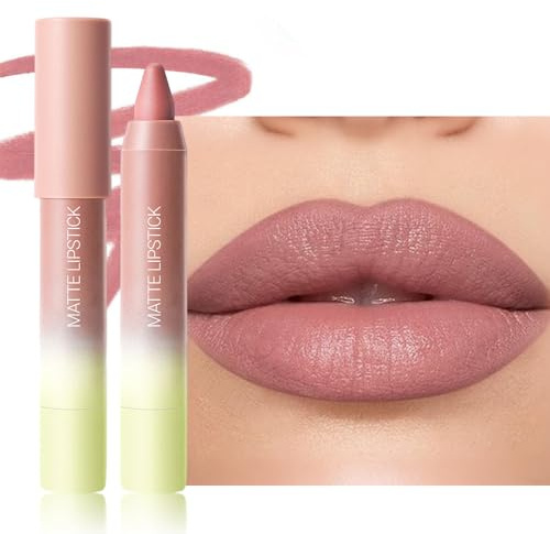 Erinde Matte Lip Crayon, Drehbarer Lippenstift mit Samtig-Cremiger Textur, Wischfest und Langanhaltend Lipstick, Feuchtigkeitsspendend, Praktischer Lip Contour Stick für Unterwegs #01