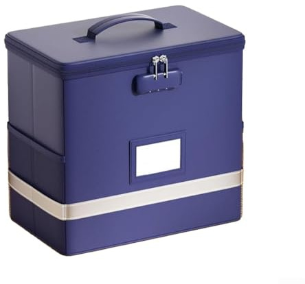 Gdfnmogo Boîte de classement ignifuge avec serrure, organiseur de rangement étanche pour bureau à domicile, 44 x 32 x 10 cm, porte-documents en fibre de verre revêtu de silicone avec serrure à