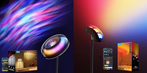 Govee Uplighter Floor Lamp Bundle Torchiere Floor Lamp RGBIC Warm Cool White Music Syn Standing Lamp with Matter, Alexa Compatible