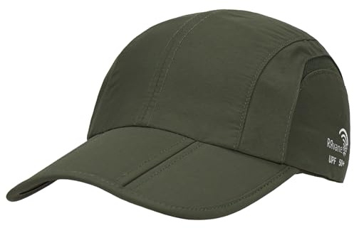 RRvane Cappello da sole pieghevole UPF 50+, berretto da viaggio pieghevole, ad asciugatura rapida e leggero, per uomini e donne, Oliva, Taglia unica