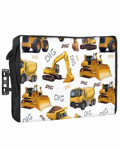 Construction Truck Outdoor TV Cover 40-43 Waterproof & Weatherproof TV Cover for Outside 600D Thick TVs Enclosure Cartoon Grips and Bulldozers Stirrup Car Flat Television Display Screen Protector