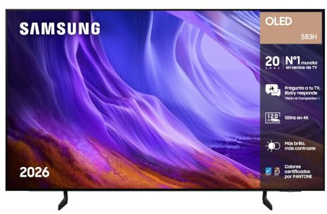 Samsung TV 65 Pulgadas OLED S83H 4K Smart TV con Vision AI Companion, Ultimate Gaming Pack, OLED HDR y Colores certificados, Gaming y Cine