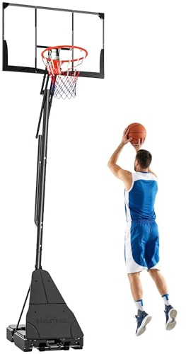 SPORTNOW Canestro Basket Regolabile per Adulti in Altezza 2.45-3.05 m, Supporto da Basket con Ruote, Base Riempibile, Sistema di Ritorno, Tabellone Antishock, Portatile da Interno ed Esterno, Nero