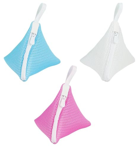 Vaniik - Bolsa de lavandería pequeña, 3 bolsas para lavadora con lazo para colgar, red triangular, bolsas de lavado delicadas para cremalleras para ropa sucia, cuentas, calcetines, máscaras