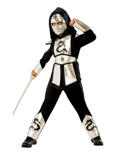 Rubies 641142-L Déguisement de ninja dragon pour enfant Taille L 8-10 ans Argenté