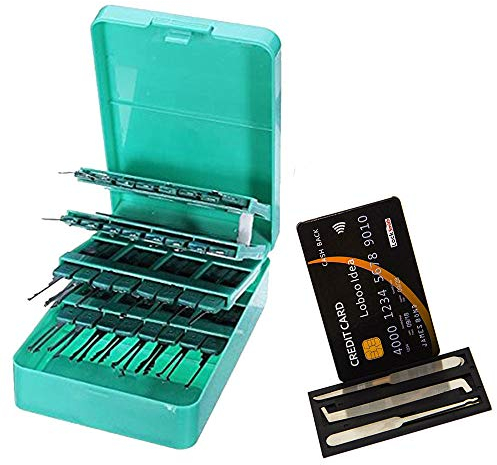 Loboo Idea Klom Juego de ganzúas de 32 piezas y Loboo Idea Juego de ganzúas estilo tarjeta de crédito de 5 piezas Juego de cerraduras, herramientas de ganzúas Juego de cerraduras