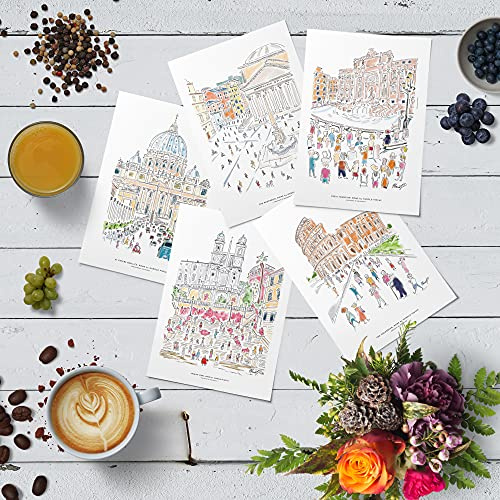 Me Loovely Rome Perspectives Set of 5 Printed Cards Artwork Postcards for Office Desk, School, Coffee Table & Wall | Gifts (A6 Size)