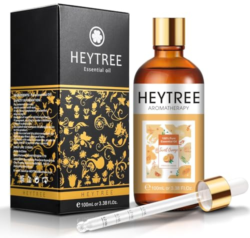 HEYTREE Sweet Orange Essential Oil 100ml - Pure & Natural Orange Essential Oil - Orange Diffuser Oil-Uplifting Aromatherapy Oil for Diffusers, Home Fragrance & Relaxation