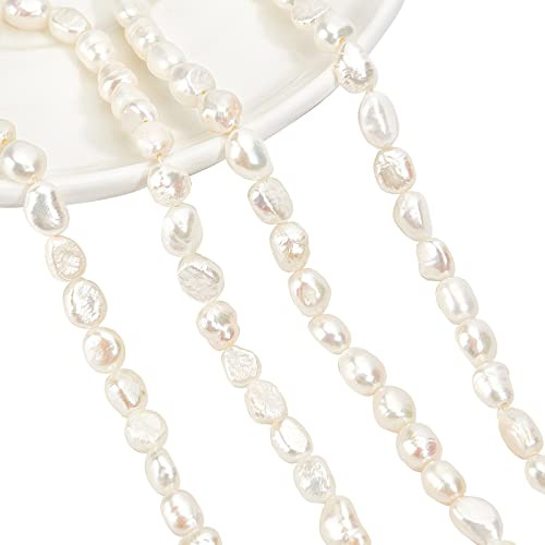 NBEADS 40pz Perle d'Acqua Dolce Coltivate Naturali, 8.5~11.5mm Perle D'Acqua Dolce Coltivate Naturali Fili per Artigianato Fai Da Te Che Fanno Gioielli Bracciali Collane Orecchini, Colore Conchiglia