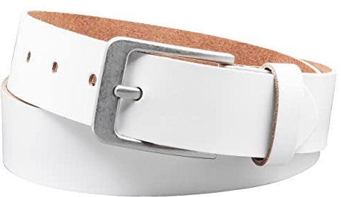 Vascavi Ledergürtel, 4 cm breit, Echtes Leder, Unisex Gürtel für Damen und Herren, MADE IN GERMANY, AM56-SL-Weiss-95