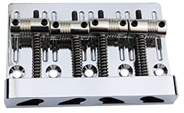 Guyker Ponte Basso a 4 Corde ad Alta Massa con Sellette in Ottone Vintage Lavorate a CNC per Basso Elettrico Jazz (GB403, Cromato)