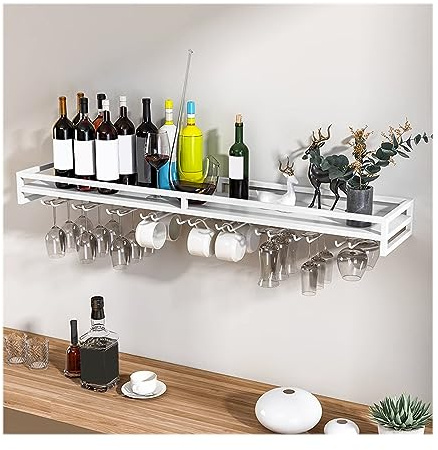 LIGUOYI 10 PCS Porta Bicchieri da Vino da Parete, Portabicchieri Versatile Nero/Oro/Bianco Porta Calici di Vino Titolare Risparmio di Spazio, per Casa Cucina Porta Bicchiere da Vino E Champagne