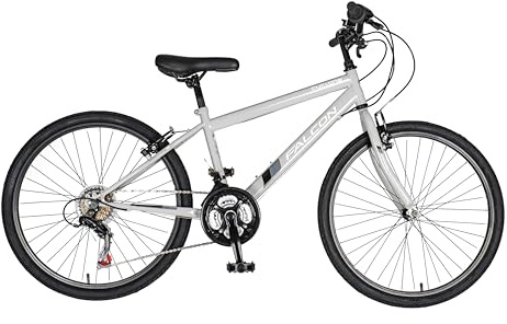 Falcon Cyclone 24 Kids Rigid Bike | Junior MTB Style Girls Boys Sport Bicycle | 18 Speed, Adjustable Height | Grey | Ages 6+
