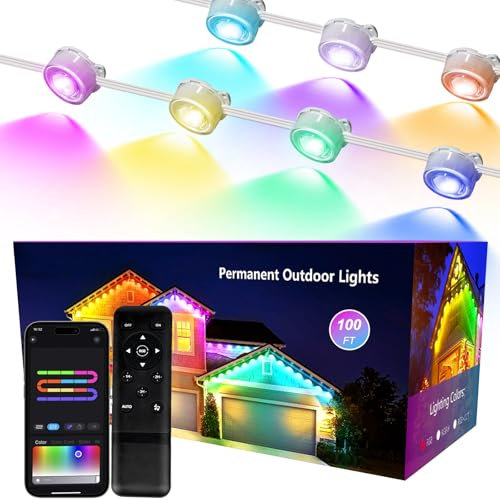 WIFI 30M RGBIC Permanente Lichterkette Außen, DC36V Einbaustrahler Mit 72 Leds Kompatibel mit Alexa/Google Home,IP67 Wasserdicht Outdoor LED Strip Außenleuchten Wandleuchten Dimmbar Innenbeleuchtung