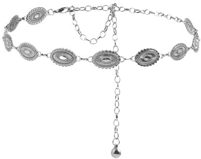 Bauchkette Silber Damen - Verstellbarer Kettengürtel Taillenkette für Dirndl, Party und Kleider - Bling Metall Chain Belt